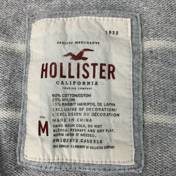 Hollister Girls Youth Cardigan Sweater Sz Medium Gray V-Neck Long Sleeve Striped - Picture 7 of 7